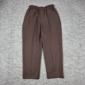 Briggs Dress Pants Womens 14P Brown Crepe Straight Leg Elastic Waist USA Pull On